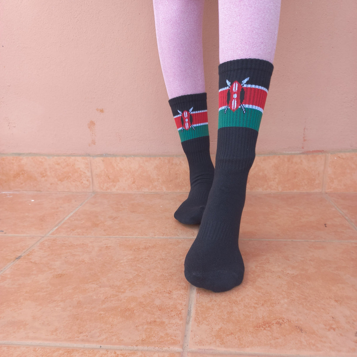 Kenya Flag Socks - Crew Length
