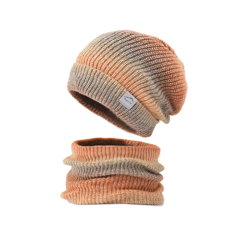 Colourful Double Layer Summit Beanie with Neck Gaiter