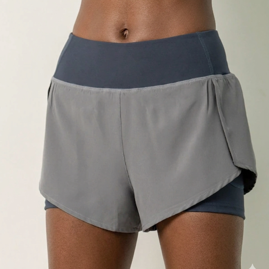 Women’s 2-in-1 Running Shorts – Supportive Inner Tights with Flowy Outer Layer
