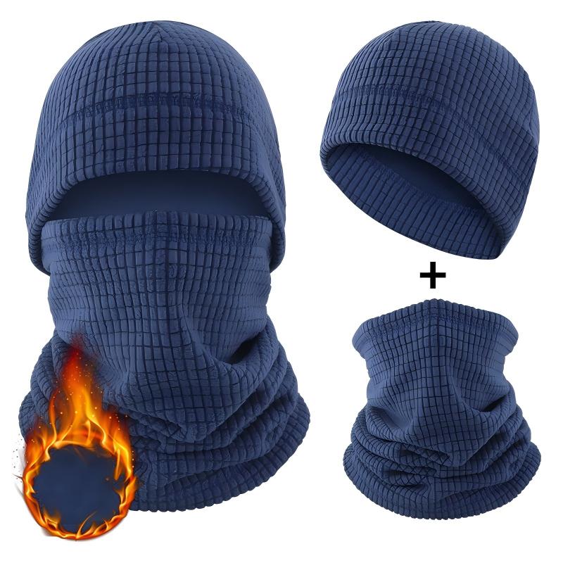 Waffle-Knit Thermal Beanie and Neck Gaiter