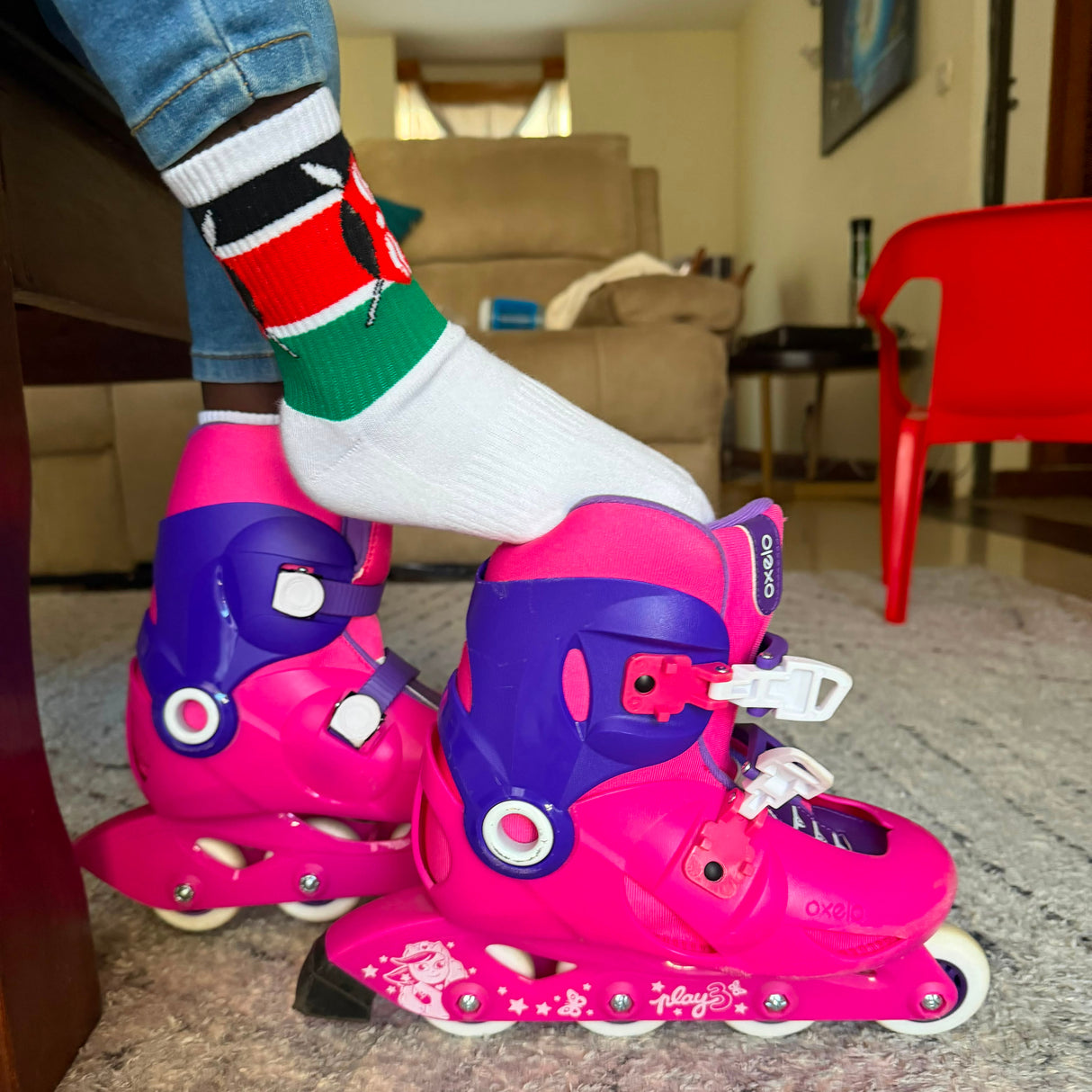 Kenya Flag Socks - Kids Crew Length socks