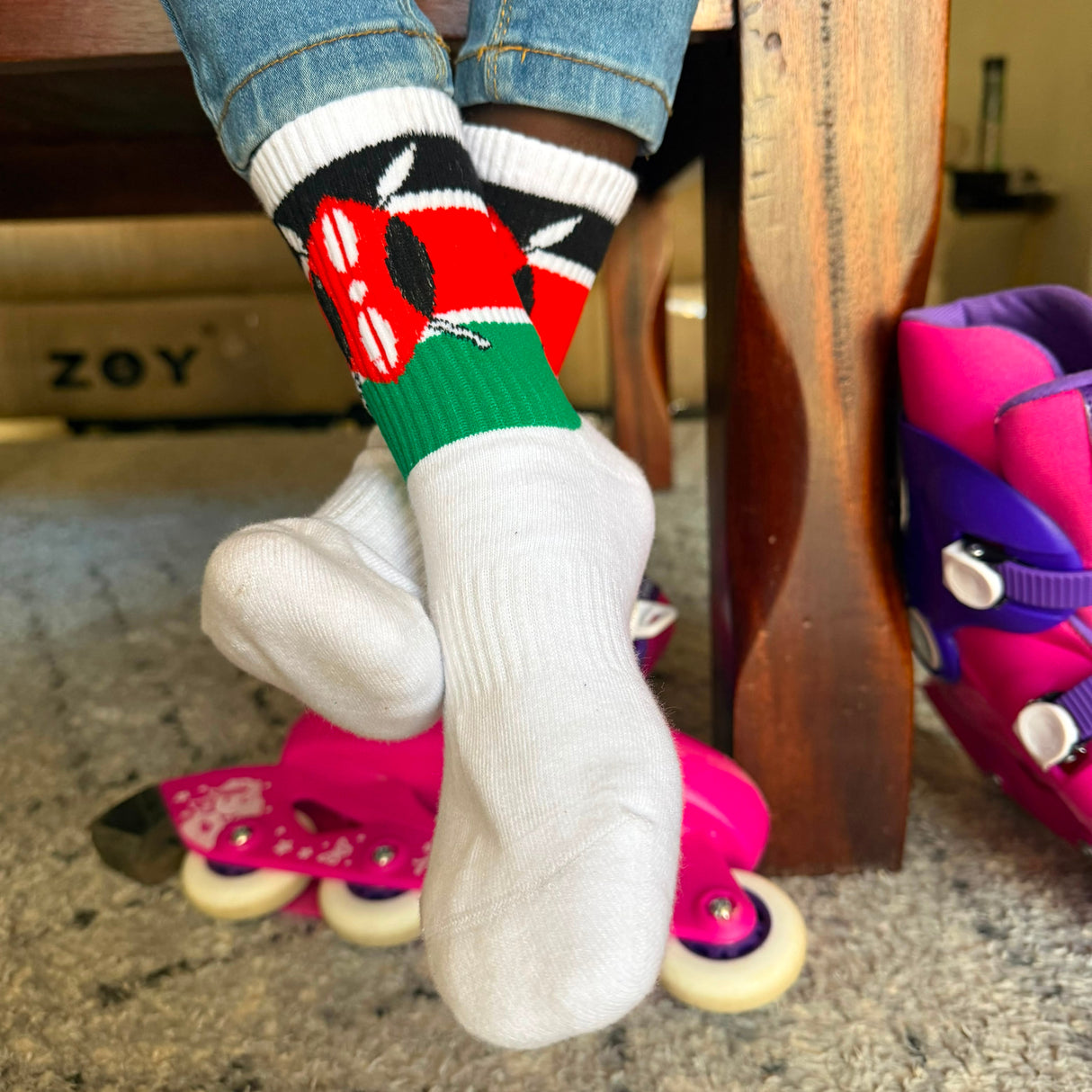 Kenya Flag Socks - Kids Crew Length socks