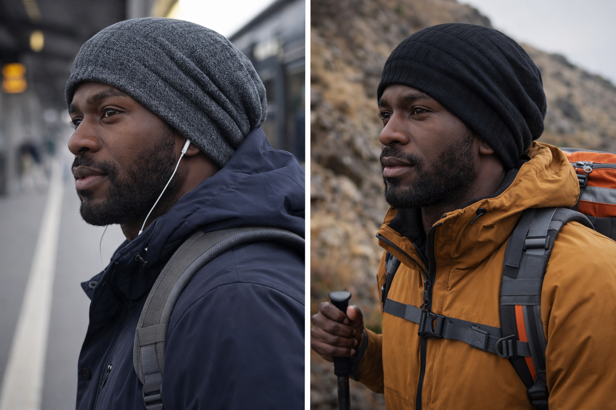 Double Layer Slouch Beanie with plush interior