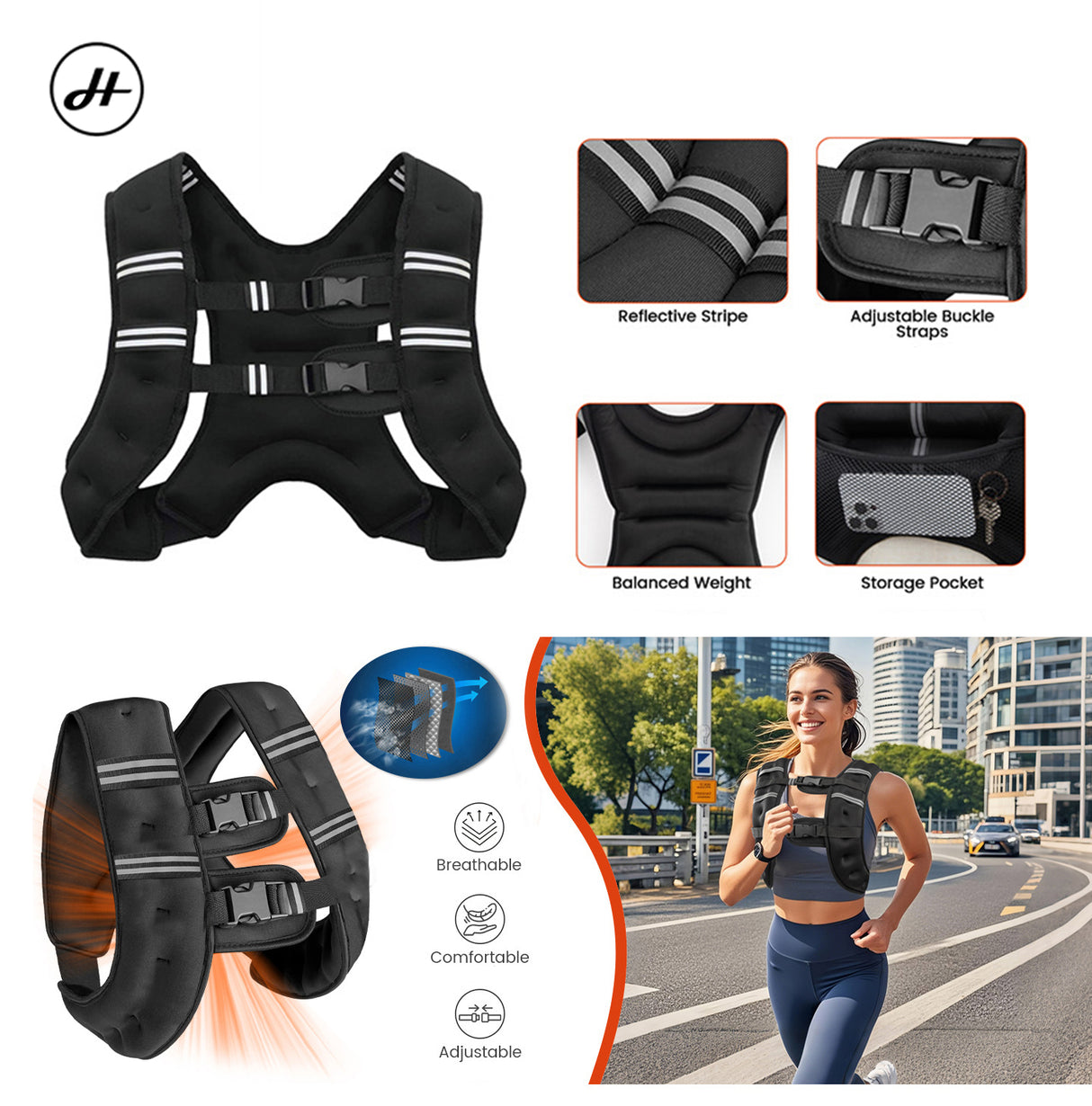 Weight Vest – 5kg, 8kg & 10kg | Non-Adjustable Weighted Workout Vest for Strength Training, Cardio &; Endurance