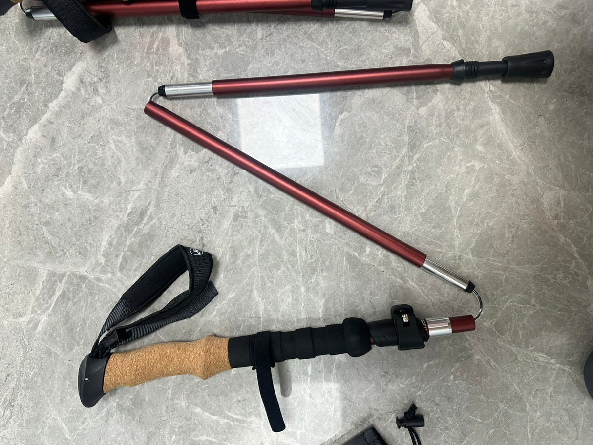 Collapsible Walking Poles - Aluminum Shaft, Cork Handle