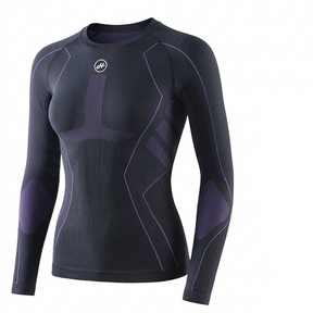 Black long-sleeve top and leggings set on a white background