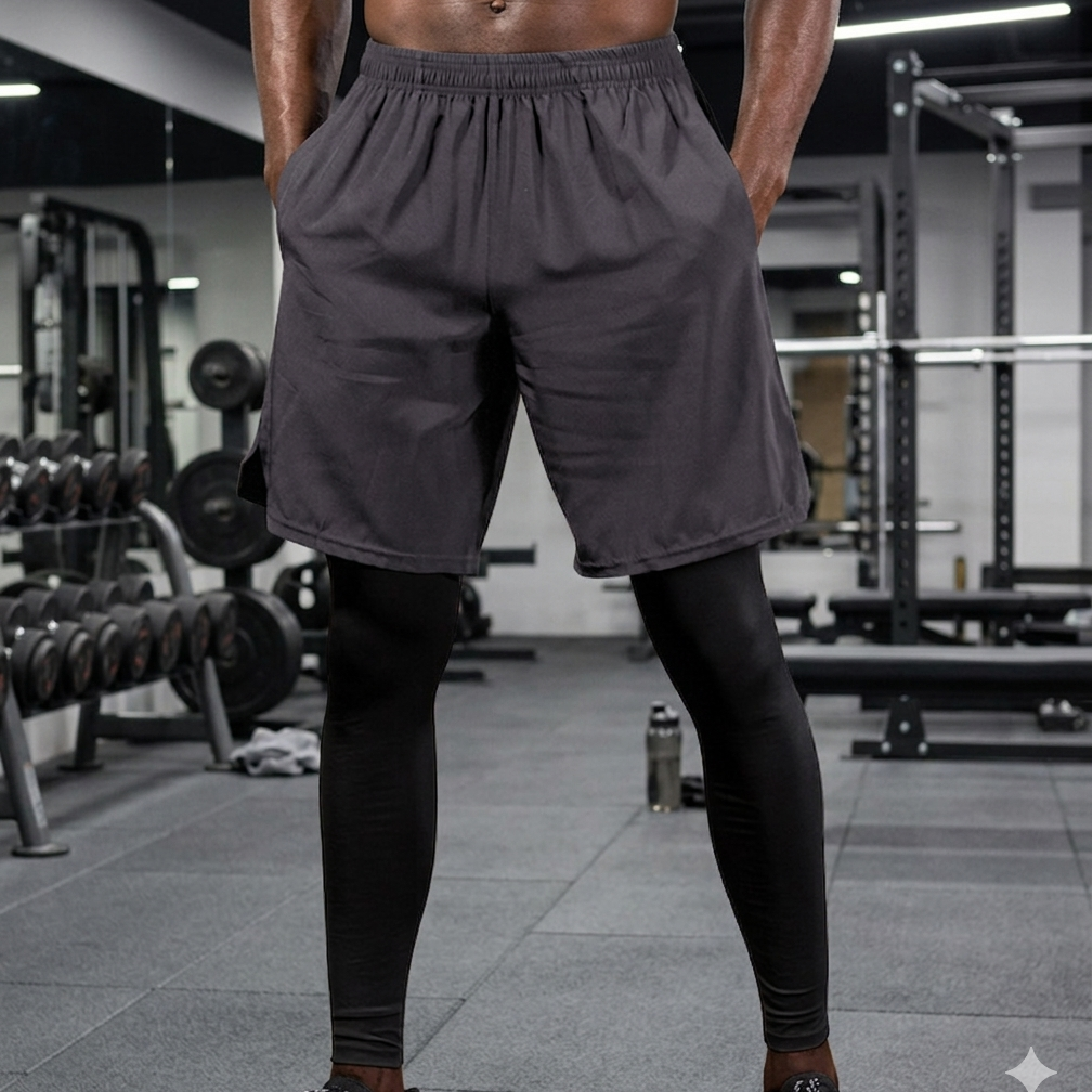 Men’s 2-in-1 Running Shorts with Full-Length Tights – Maximum Support, Zero Distraction