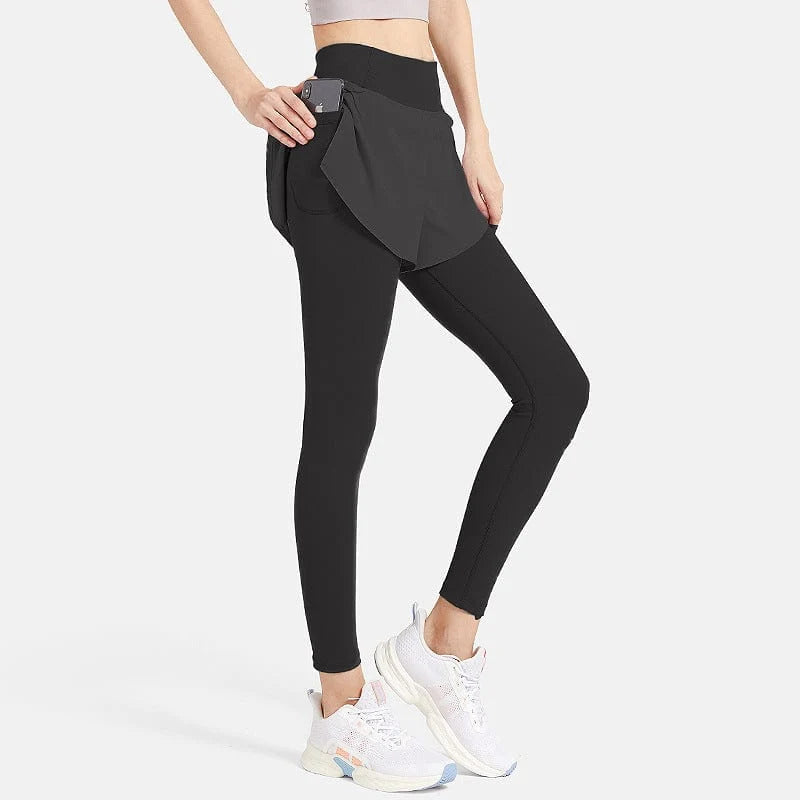 Women’s 2-in-1 Workout Leggings with Built-in Running Shorts