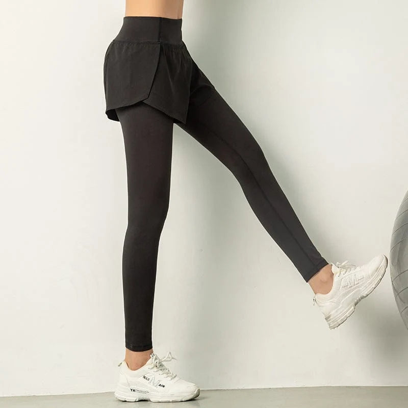 Women’s 2-in-1 Workout Leggings with Built-in Running Shorts