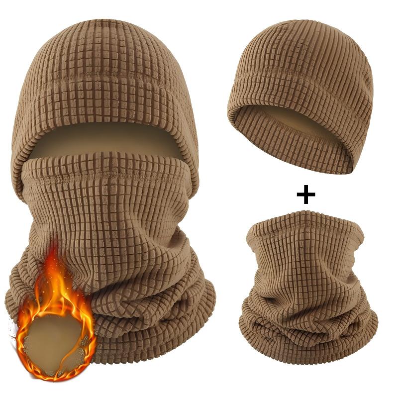 Waffle-Knit Thermal Beanie and Neck Gaiter