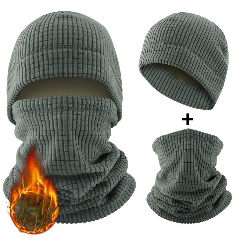 Waffle-Knit Thermal Beanie and Neck Gaiter