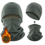 Waffle-Knit Thermal Beanie and Neck Gaiter
