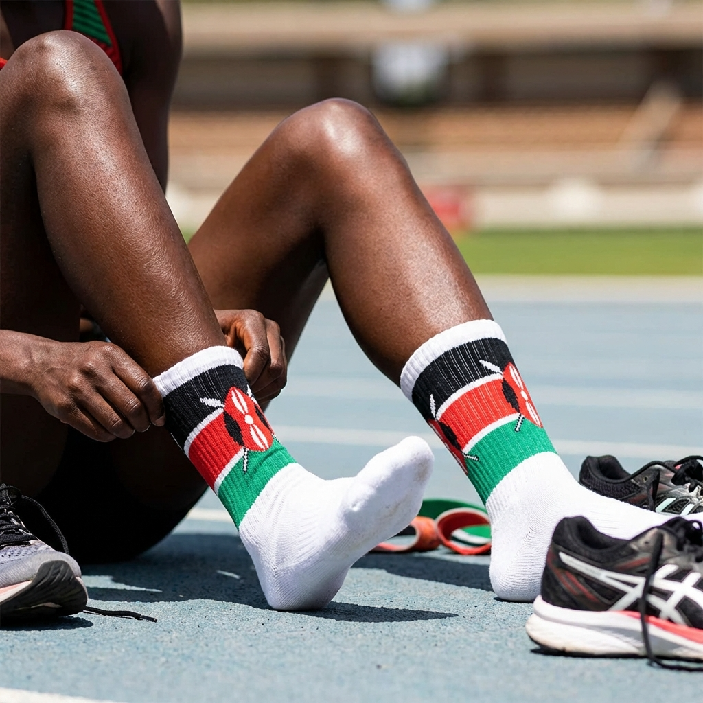 Kenya Flag Socks - Crew Length