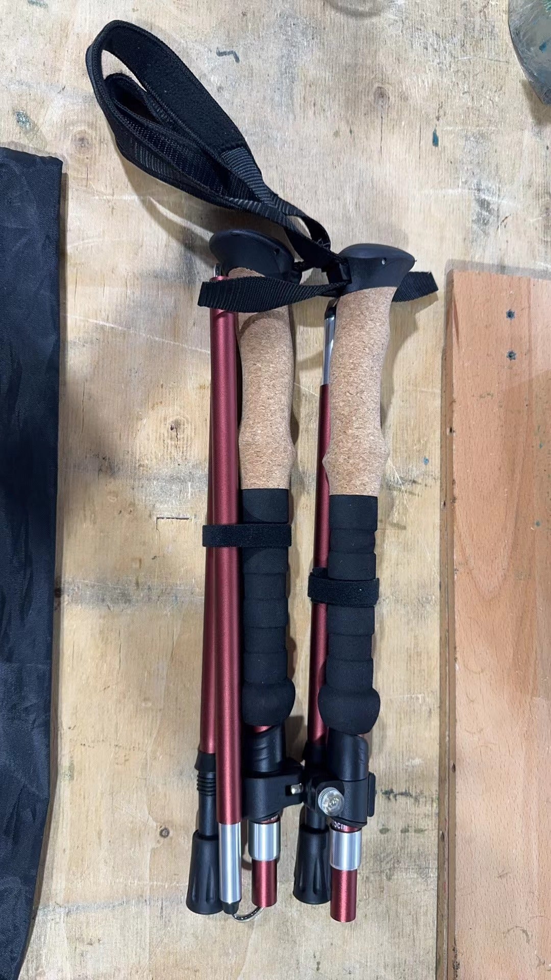 Collapsible Walking Poles - Aluminum Shaft, Cork Handle