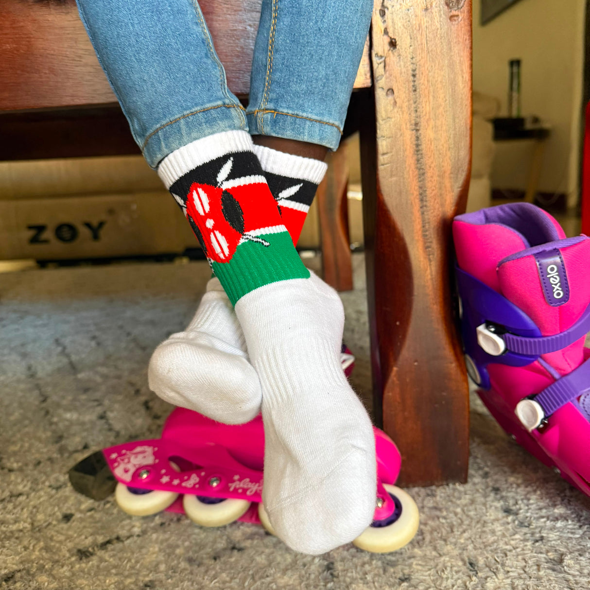 Kenya Flag Socks - Kids Crew Length socks